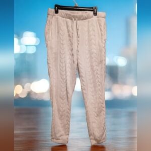 Joyspun White Soft Cable Squishy Lounge Pants Womans size Large Pajama